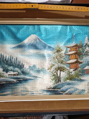 Silk embroidered painting like new with beautiful design