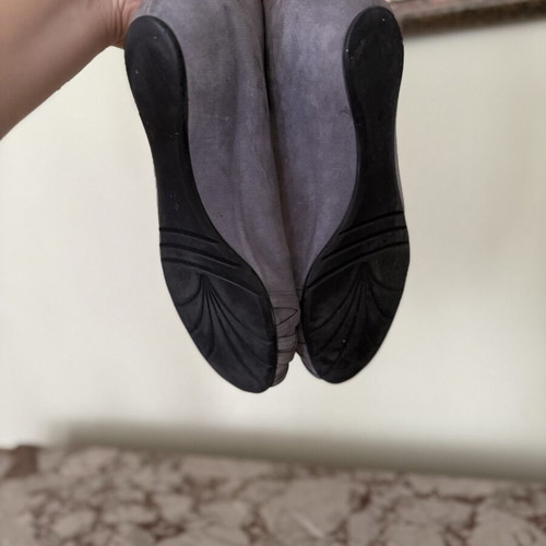 Keps grey suede peep-toe ballerinas with leather insole, size 40