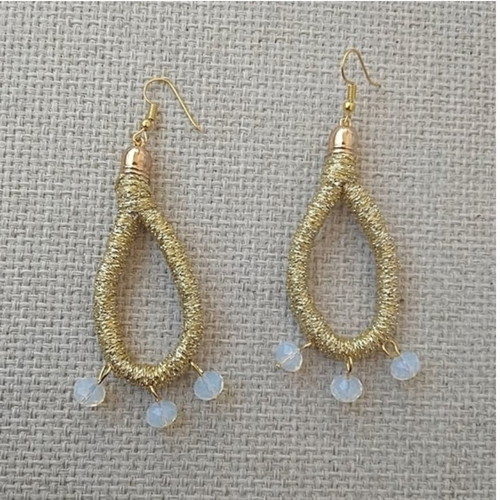 Gold earrings with moonstone new handmade