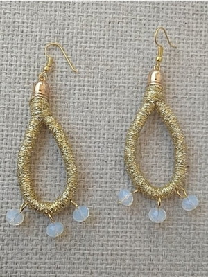 Gold earrings with moonstone new handmade