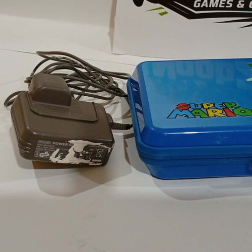 Nintendo DS Lite White used with Super Mario case and charger