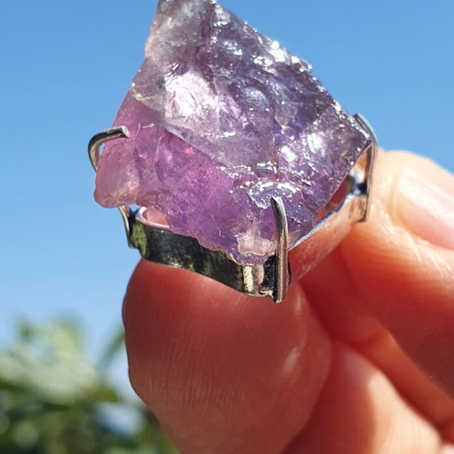 Amethyst pendant silver plated, new
