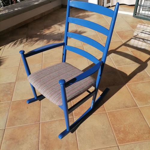 Danish rocking armchair used, retro 1960s, beech wood