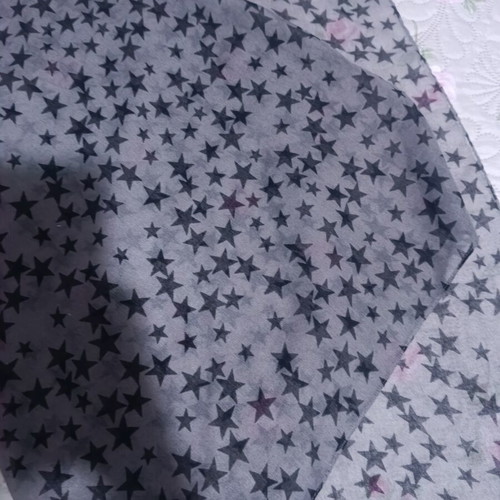 Scarf with stars used, square, black and gray