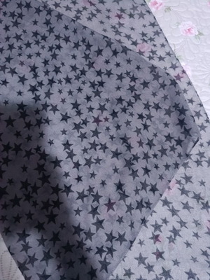 Scarf with stars used, square, black and gray