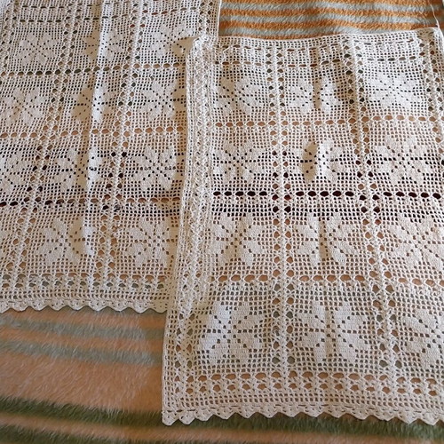 Crochet handiwork like new, 4 handmade curtain pieces