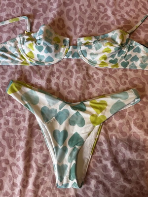 Vassia Kostara bikini with heart print, medium top, small bottom