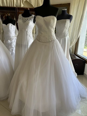 Wedding dress new, size L 40 12, white