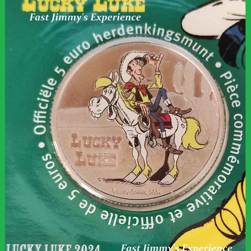 Lucky Luke Official Colored Coin 5 Euro Belgium 2024 in Coin Card