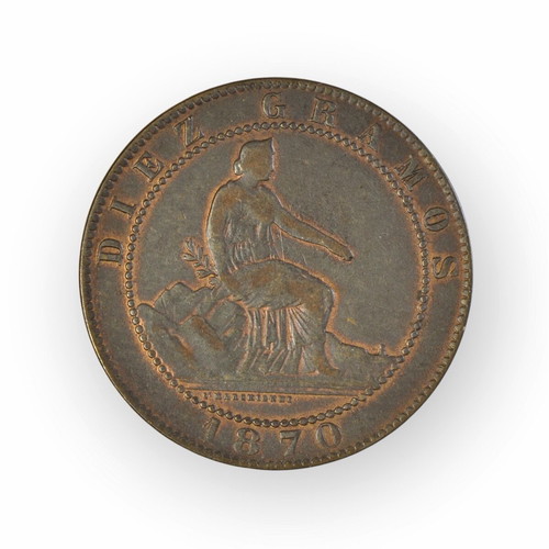 Spain 10 centimos 1870 used coin