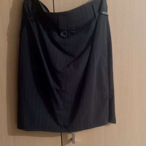 A-Style women's professional suit set, jacket and skirt, grey pinstripe, size M