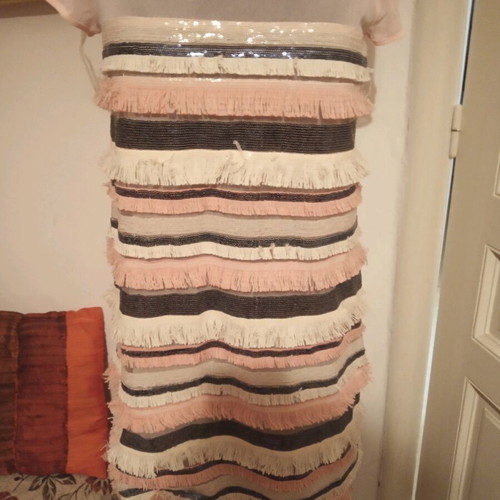 Dress with fringes and sequins used, size M, multicolor