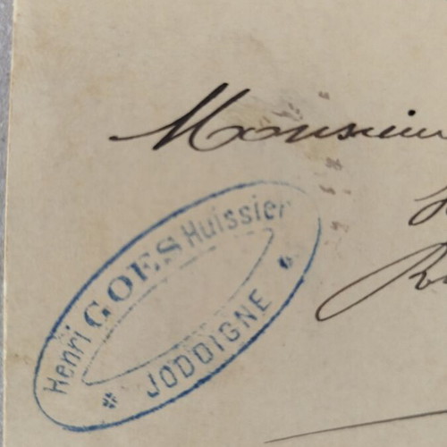 Vintage postal card 1896 used, judicial officer document