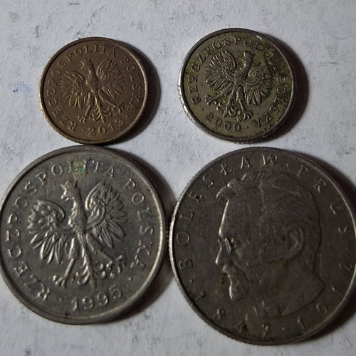 Lot of 4 used Polish coins