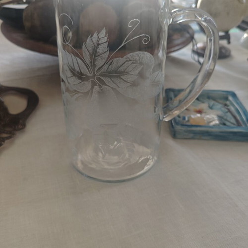 Handmade crystal pitcher for water or wine