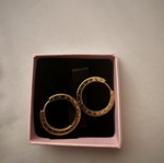 Pandora signature logo pave gold-plated hoop earrings with zirconia