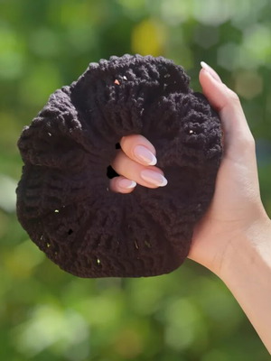 Handmade knitted scrunchie new, black