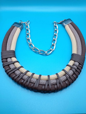 Handmade necklace from cords and leather made to order