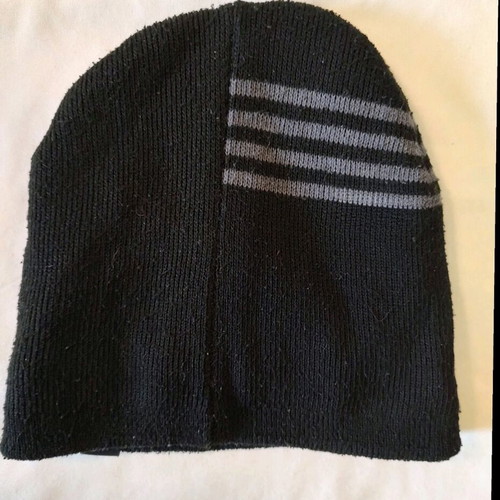 Thermal beanie black with gray stripes like new