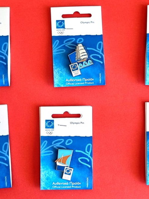 Olympic pin set Athens 2004 new, 6 sailing ship designs