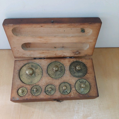 Wooden box with bronze weights used