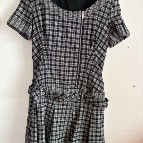 Karen Millen Checked Structured Dress With Belt Like New Size 42