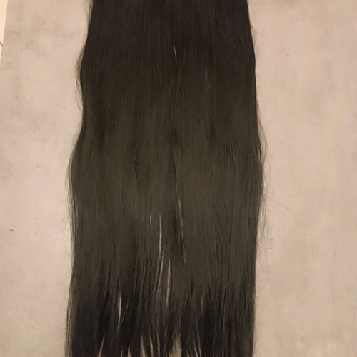 Synthetic black hair extensions like new, two straight and one curly