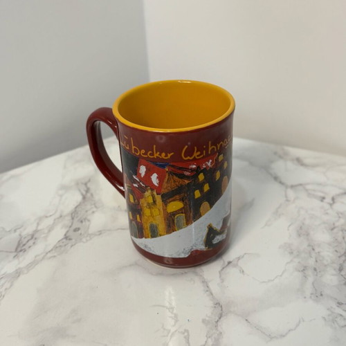 Hand-painted Christmas mug used