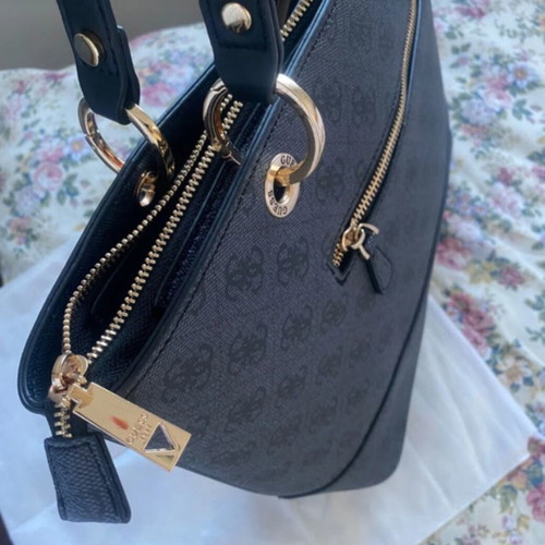 Guess Noelle shoulder bag, black and grey