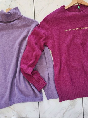 Benetton and Janina sweaters size L like new, set of 2