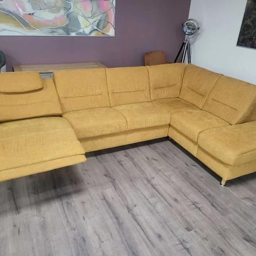 Dakar corner sofa new, cinnamon fabric with electric relax mechanism