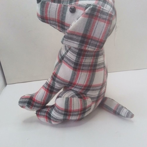 Fabric dog doorstop used