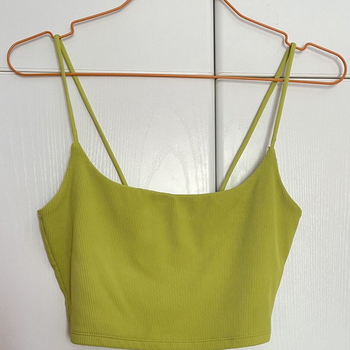 Zara top with thin straps and embossed rib, lime color, like new
