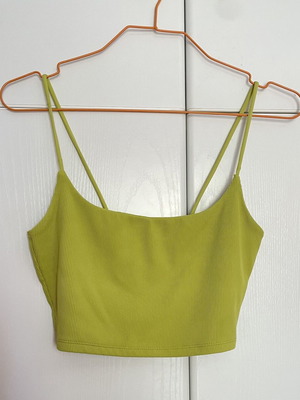 Zara top with thin straps and embossed rib, lime color, like new