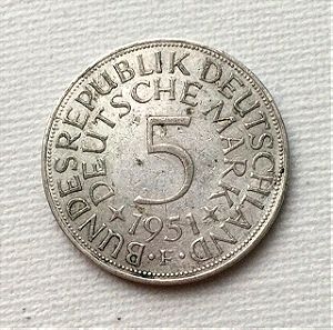 1951, 5 Mark Γερμανία F
