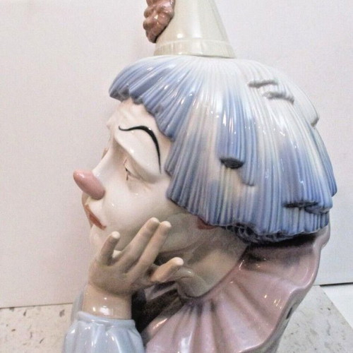 Lladro Sad Clown bust used, Spanish porcelain