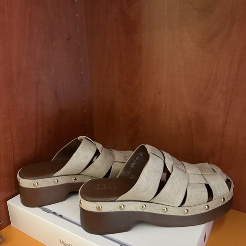 Beige platform mules, size 39