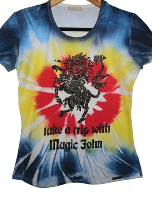 John Galliano Beaded Graphic T-Shirt New, colorful, XS
