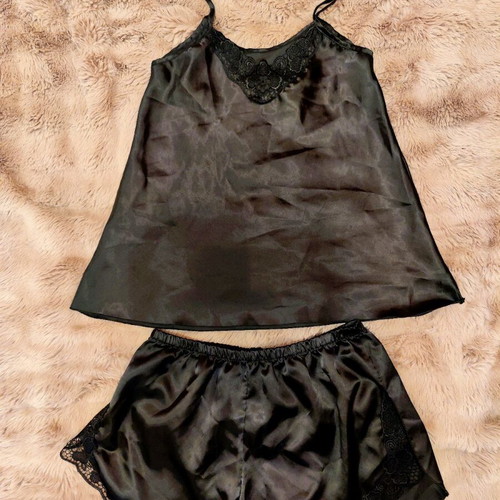 Baby doll satin new with lace black size L-XL