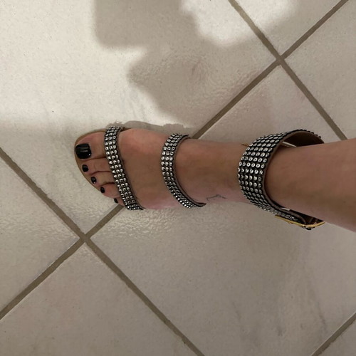 Nak women's sandal used, beige with silver studs, size 37
