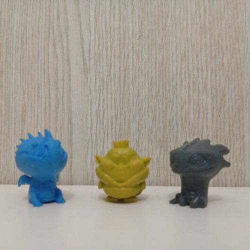 Dreamworks Rubbiz Eurospin Figures Set used, How To Train Your Dragon and Trolls