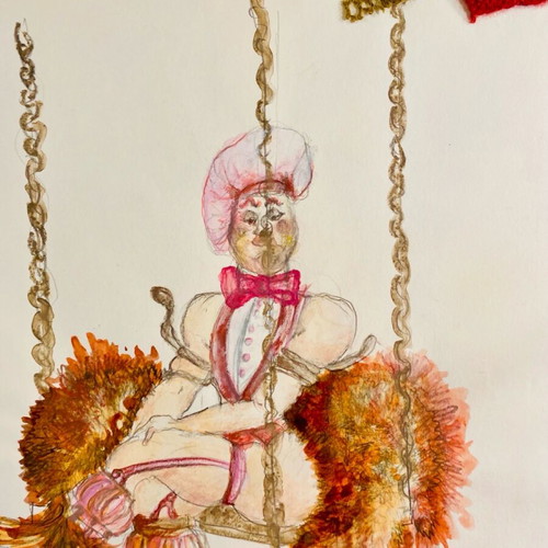 Theatrical costume design from Alice in Wonderland used, watercolor on A3 paper