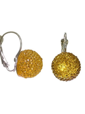 Earrings in gold tone with yellow stone like new