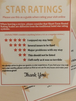 Stickers for short-term rating guide star Airbnb new, pack of 5
