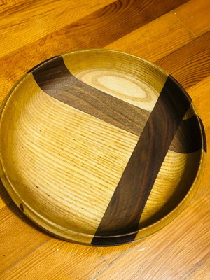 Wooden bowl intact for serving or decoration
