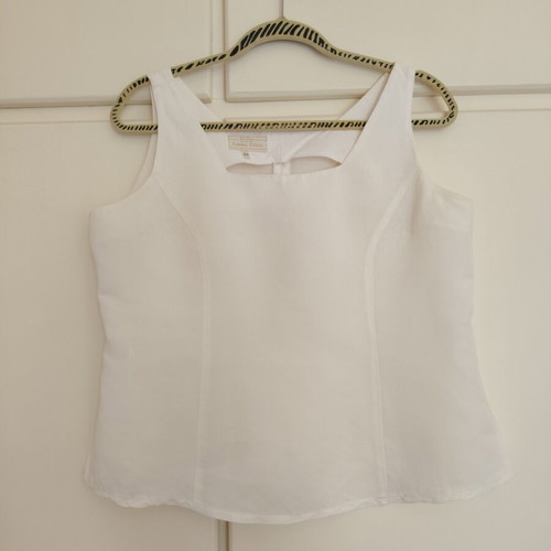 Vintage white sleeveless top linen viscose XL like new