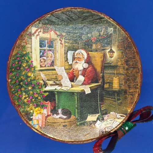 Christmas round box new, decoupage, paper