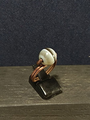 Copper handmade ring 19.8 mm with sardonyx made to order
