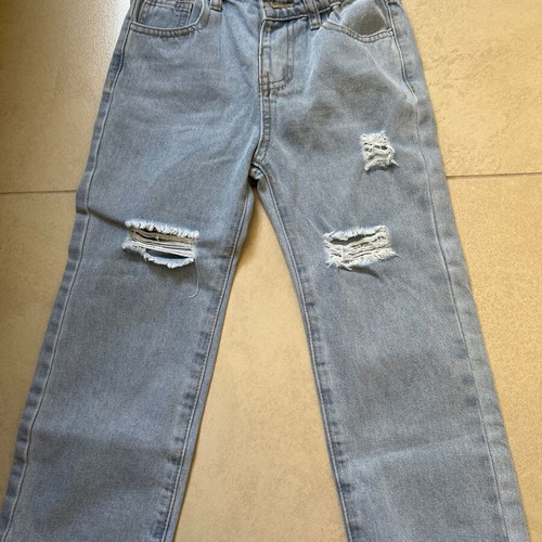 Girls' jeans with rips size 6 years new, blue