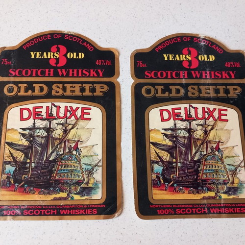 Old Ship Deluxe Scotch Whisky label used